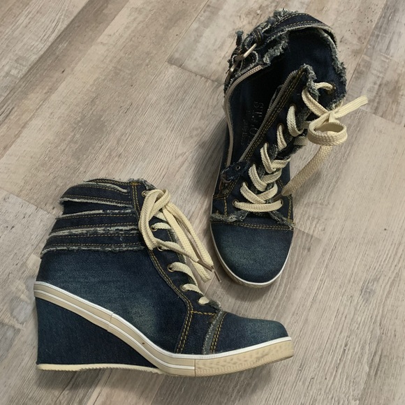 Jean wedge booties - Picture 1 of 5